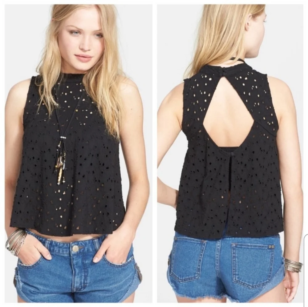 Free People Cupcake Mali Open Eyelet Top - Picture 1 of 9